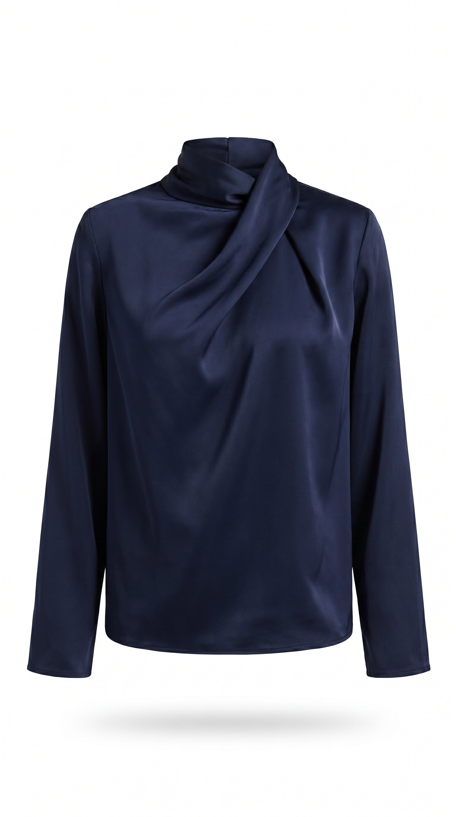 Asymmetric Satin Drape Neck Blouse