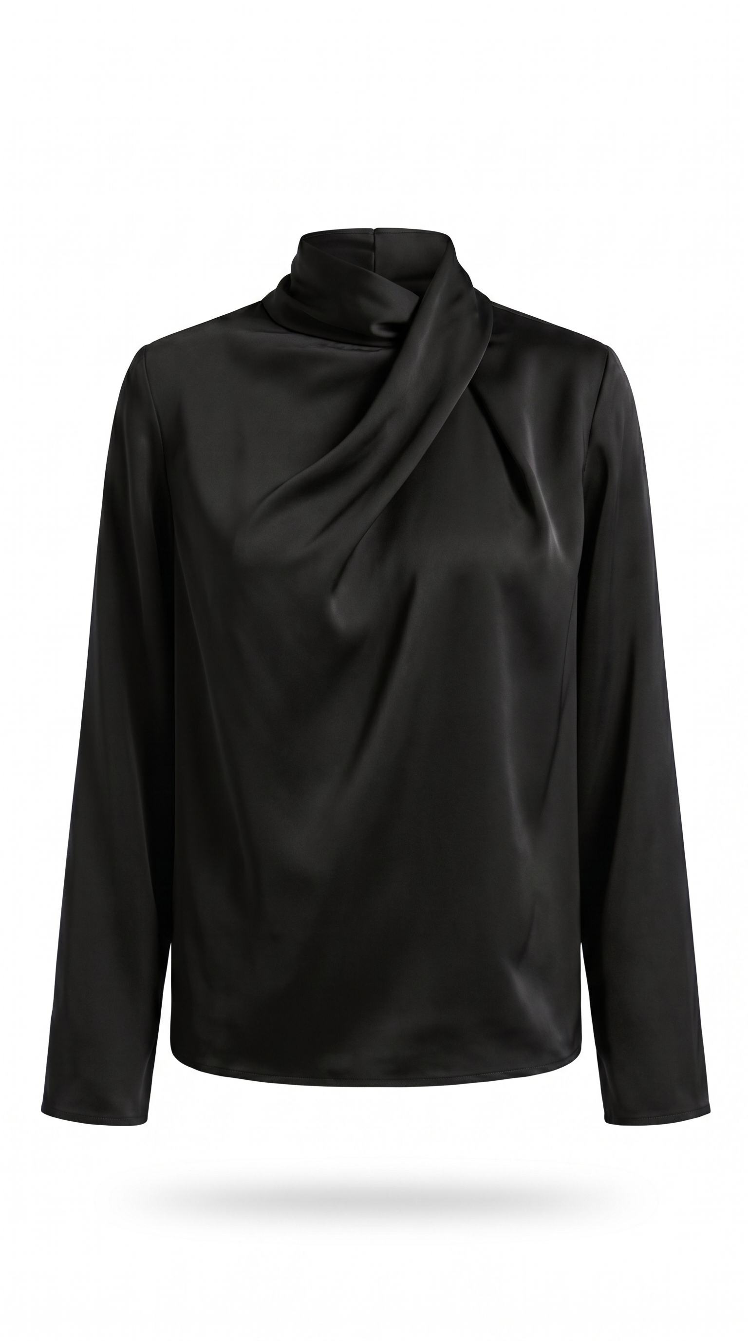 Asymmetric Satin Drape Neck Blouse