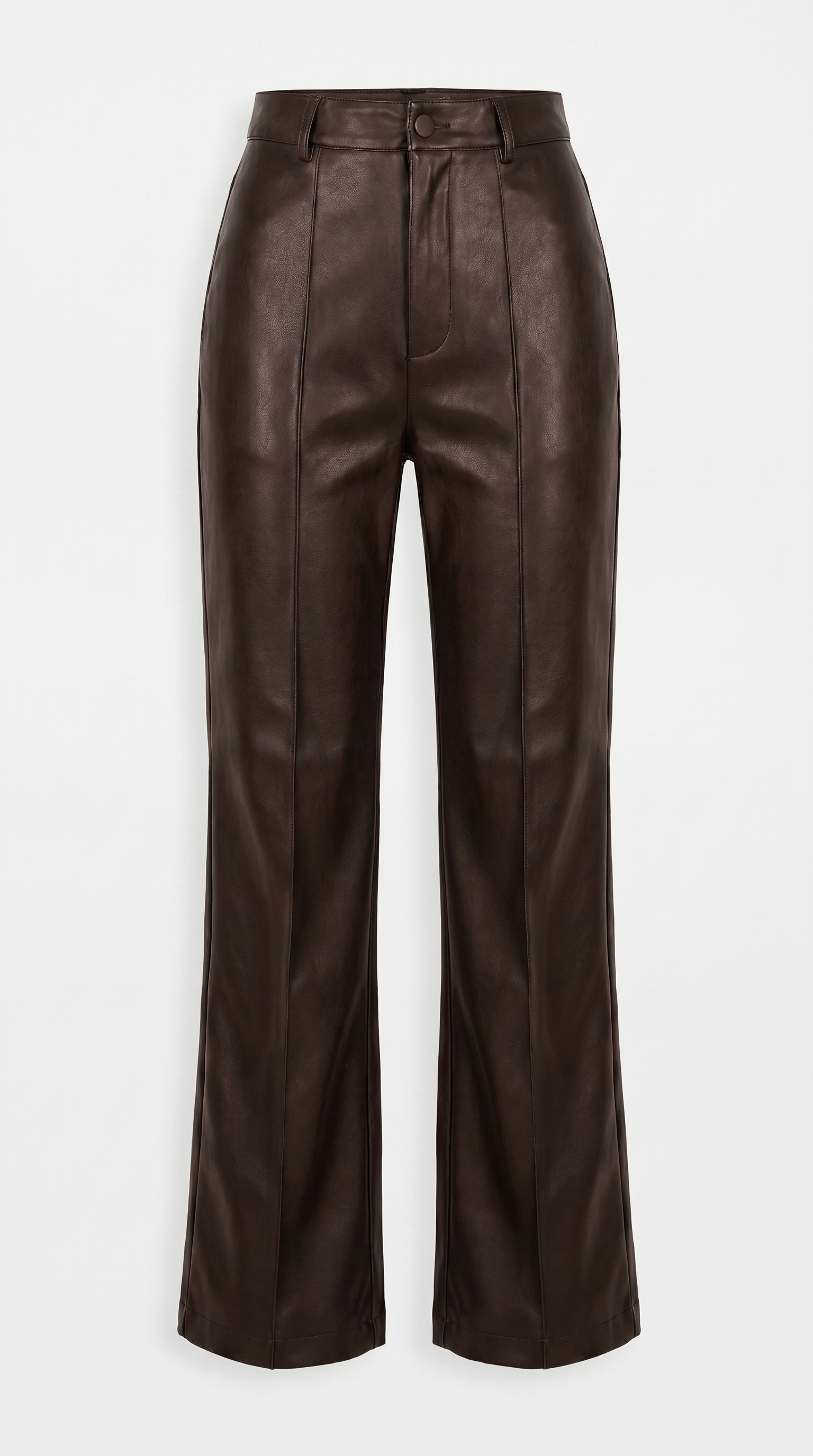 High-Waist Faux Leather Regular Fit Trousers