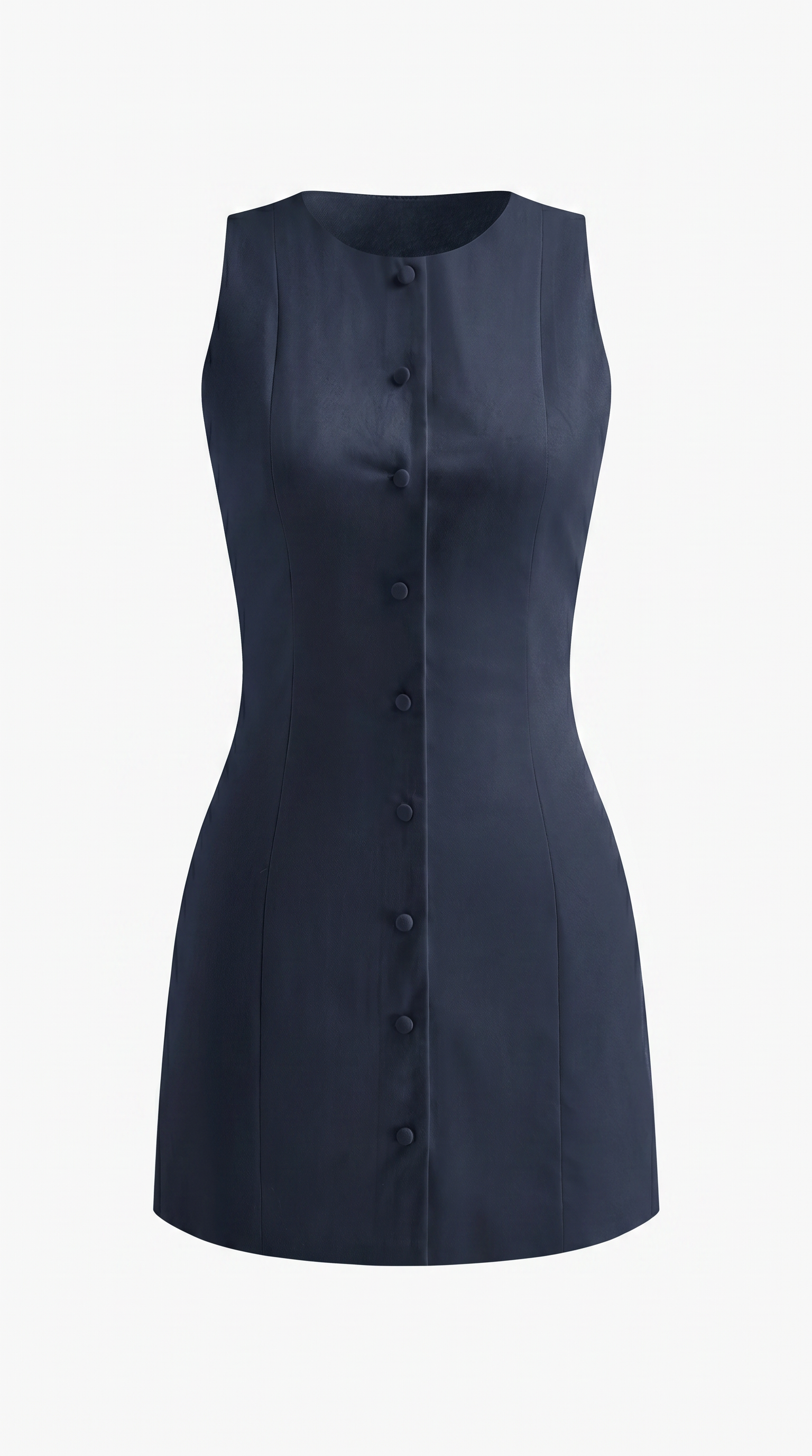 Minimal Button-Front Sleeveless Mini Dress