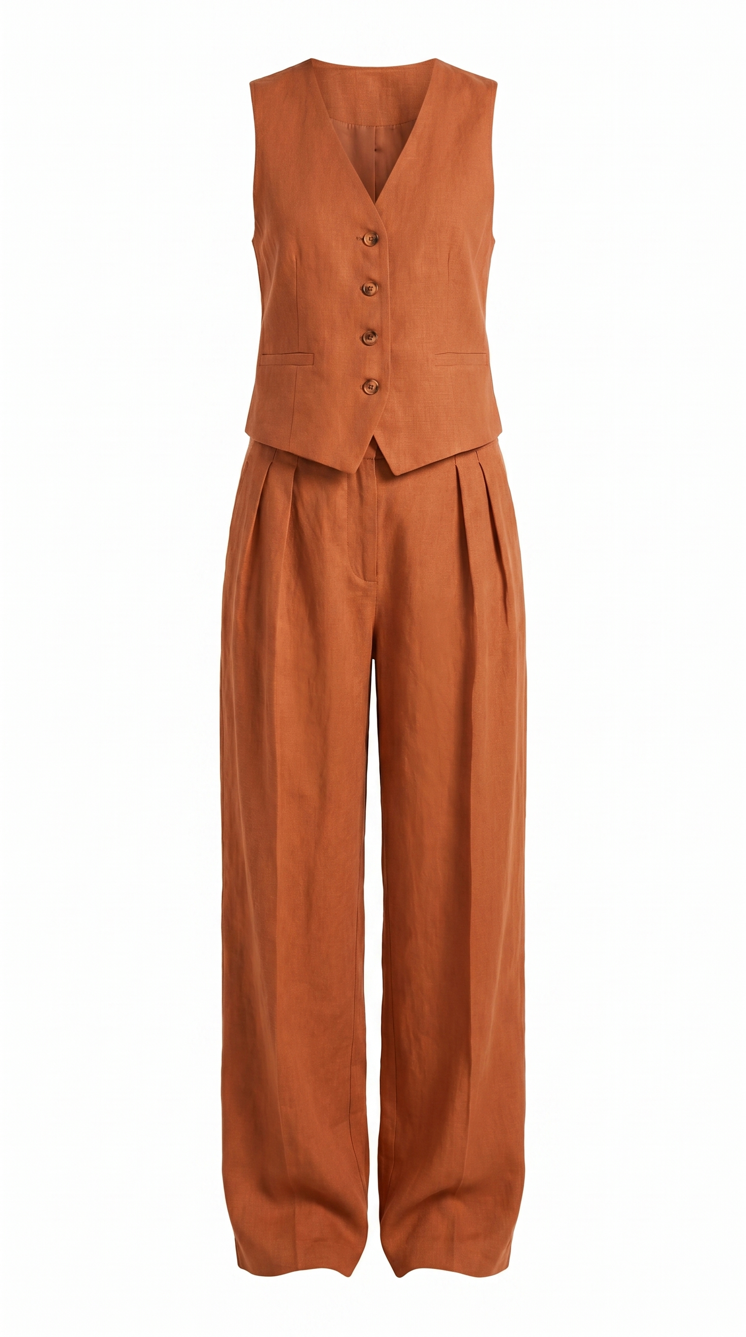 Relaxed Cotton Linen Two-Piece Trouser Set