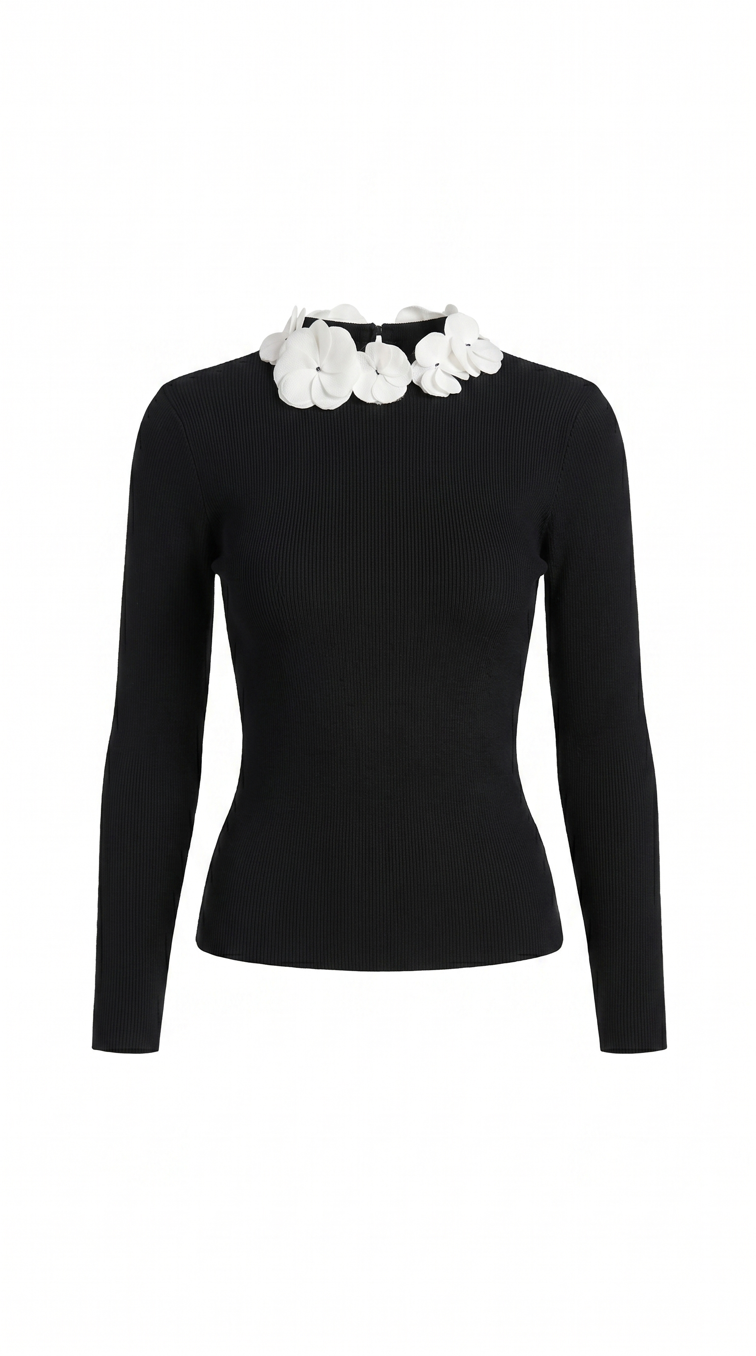 Solid Fitted Long Sleeve Stretch Knit Top