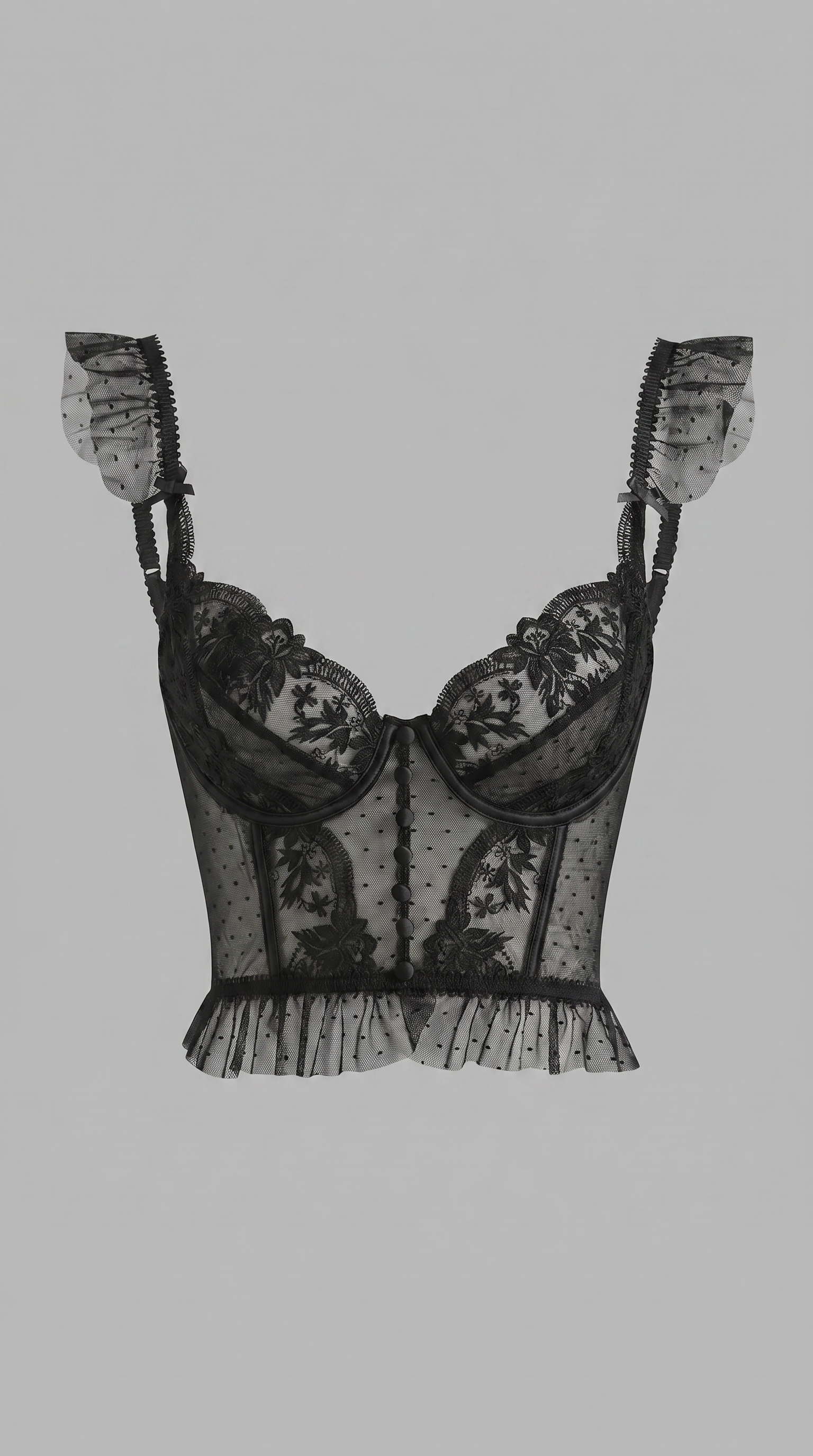 Floral Lace Mesh Corset Bustier Crop Top
