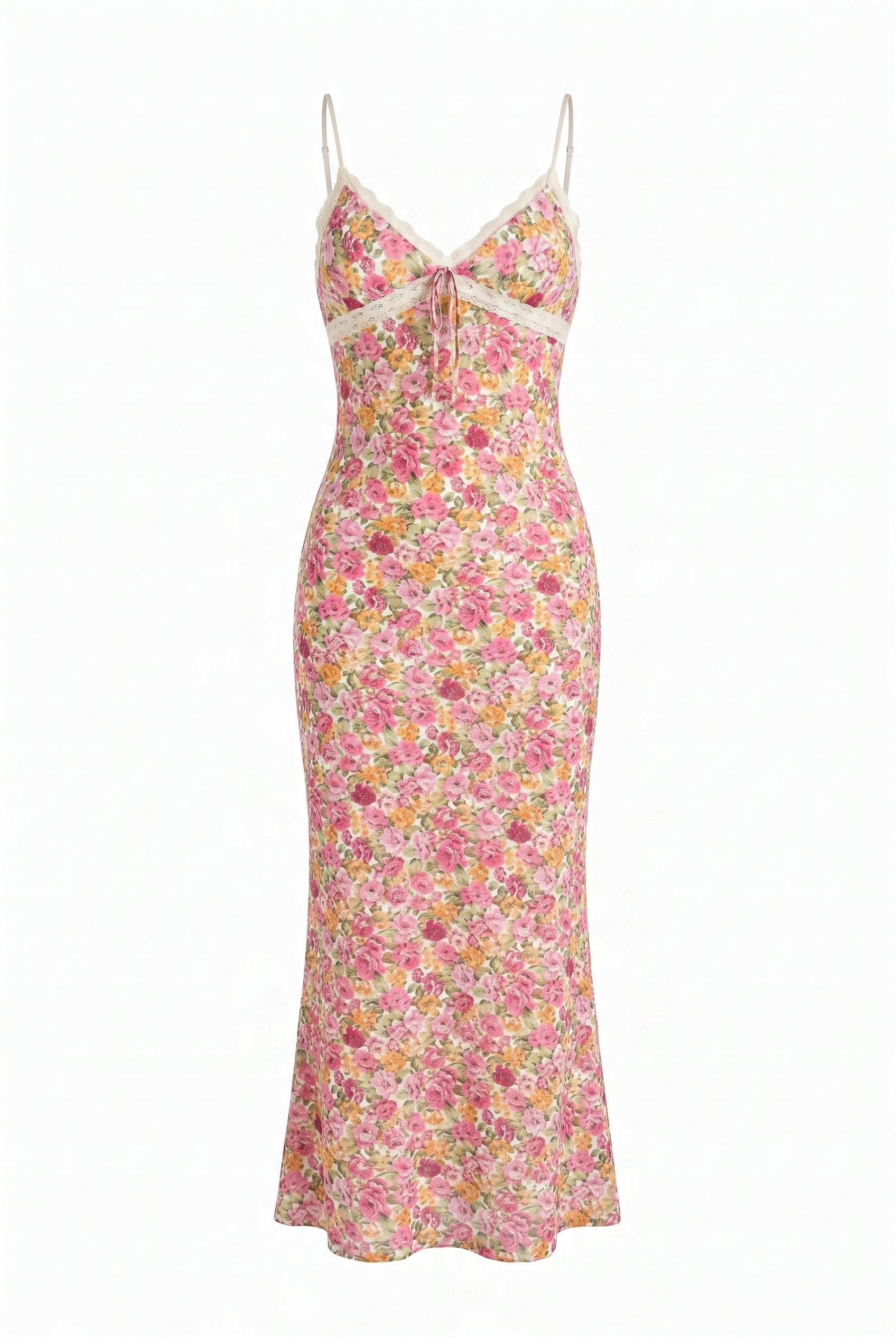 Floral Lantern Sleeve Belted Midi Dress