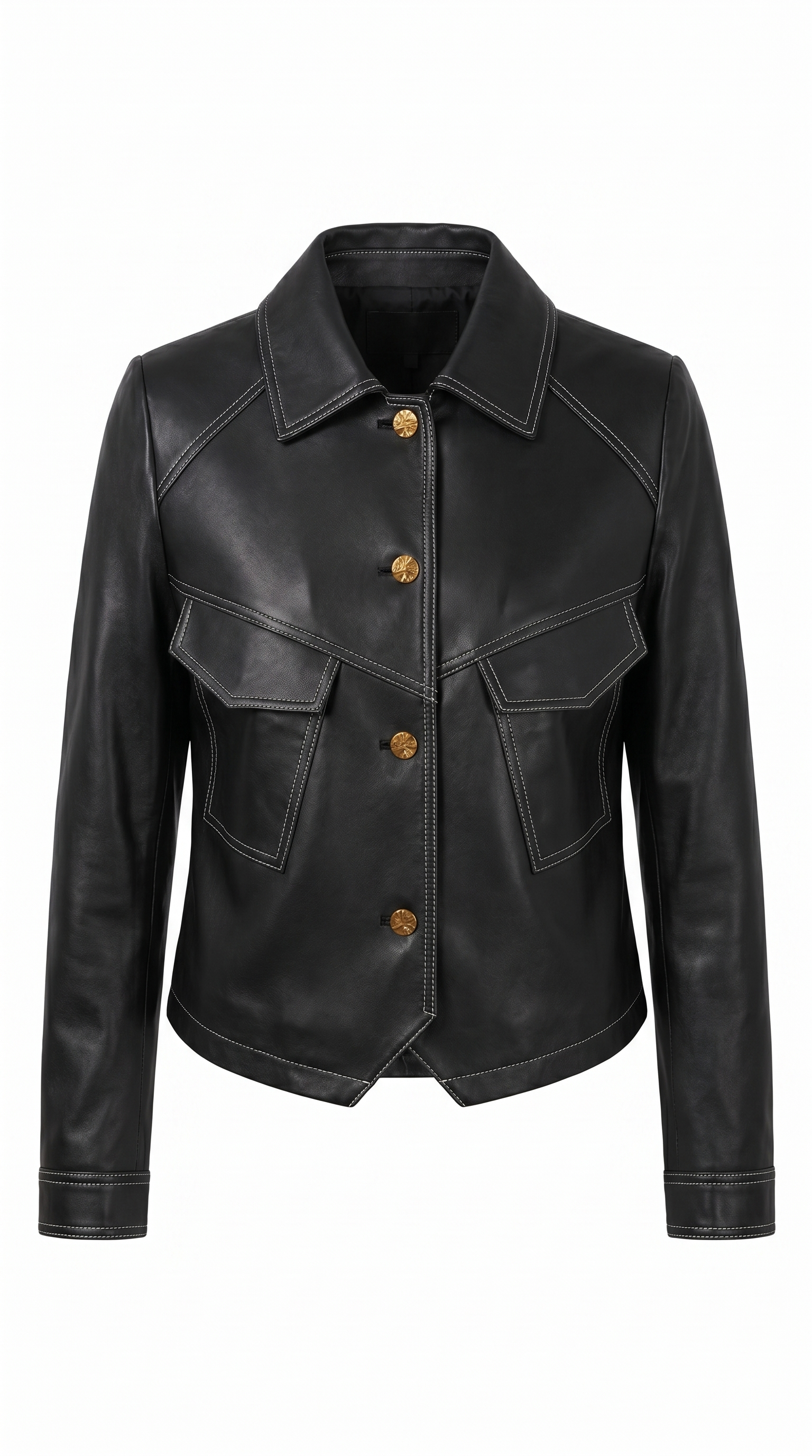 Structured Faux Leather Utility Jacket