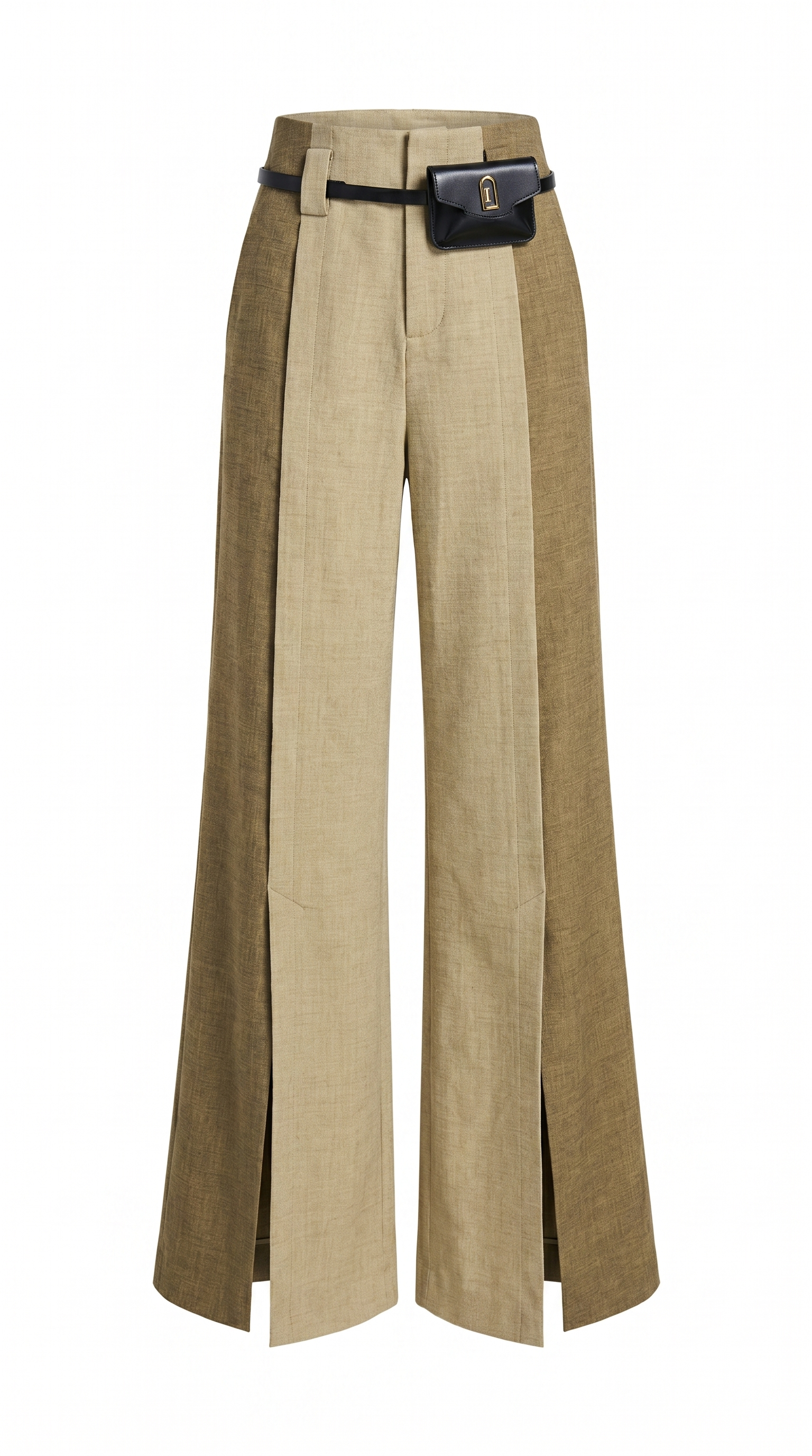 High-Waist Split Front Wide-Leg Trousers