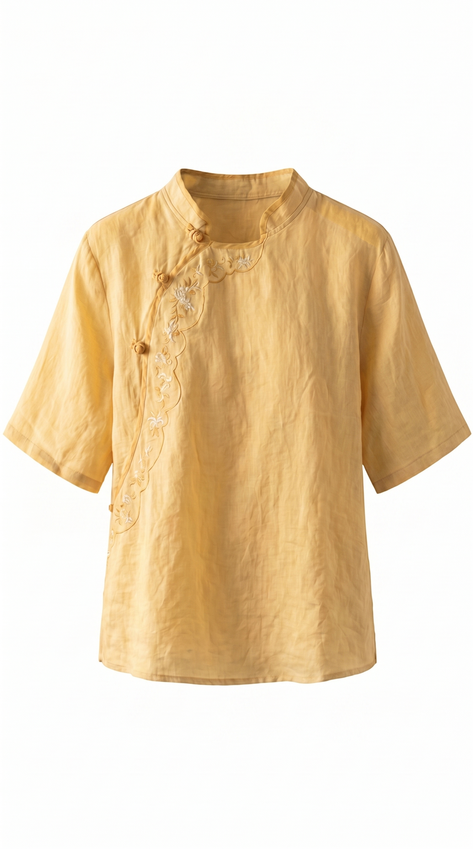 Cropped Cotton-Linen Patch Detail Shirt