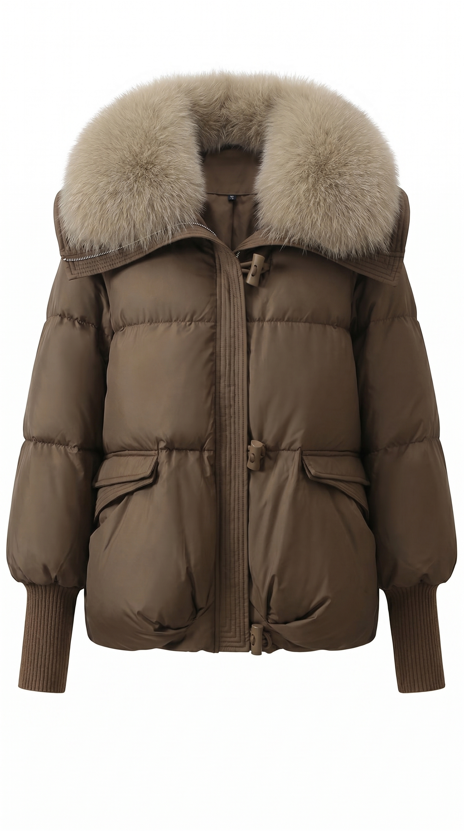 Oversized Faux Fur Collar Insulated Winter Parka Coat