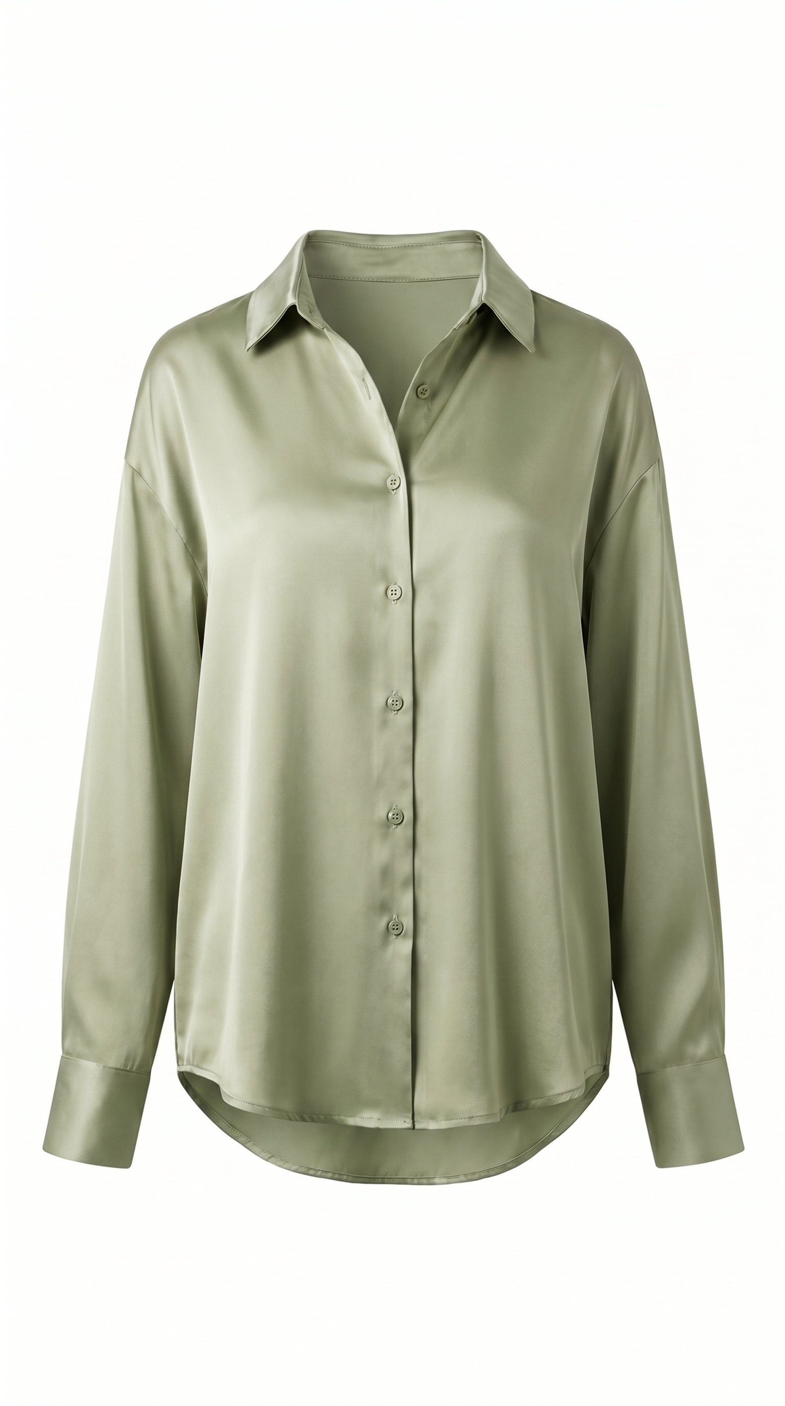 Lustrous Satin Button-Up Blouse