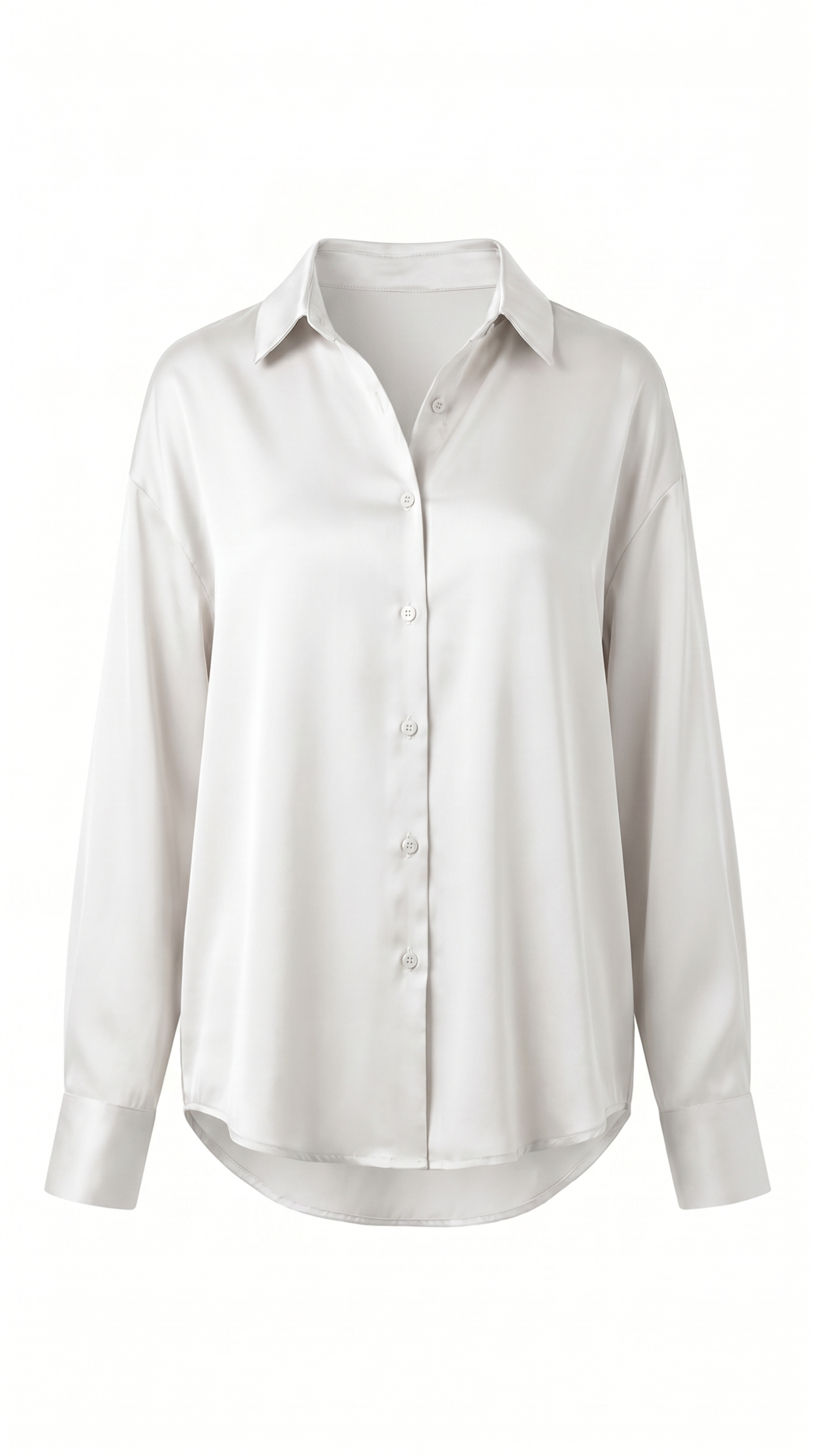Lustrous Satin Button-Up Blouse