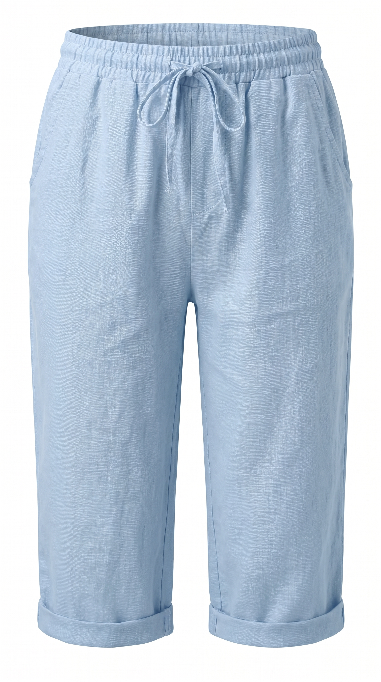 Lightweight Relaxed Capri Trousers with Drawstring Waist