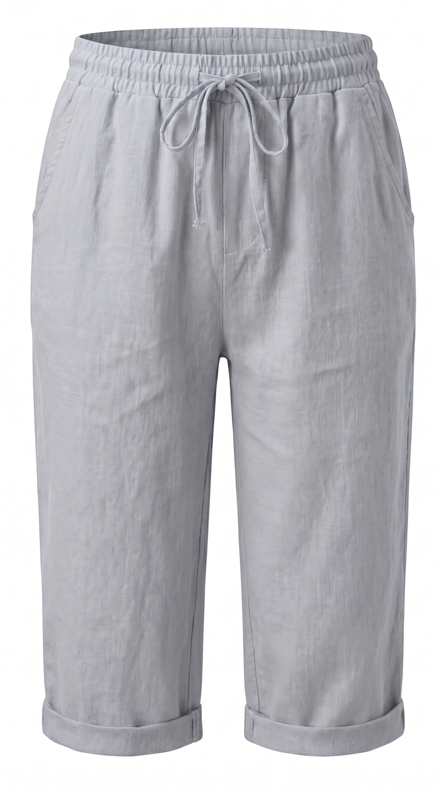 Lightweight Relaxed Capri Trousers with Drawstring Waist
