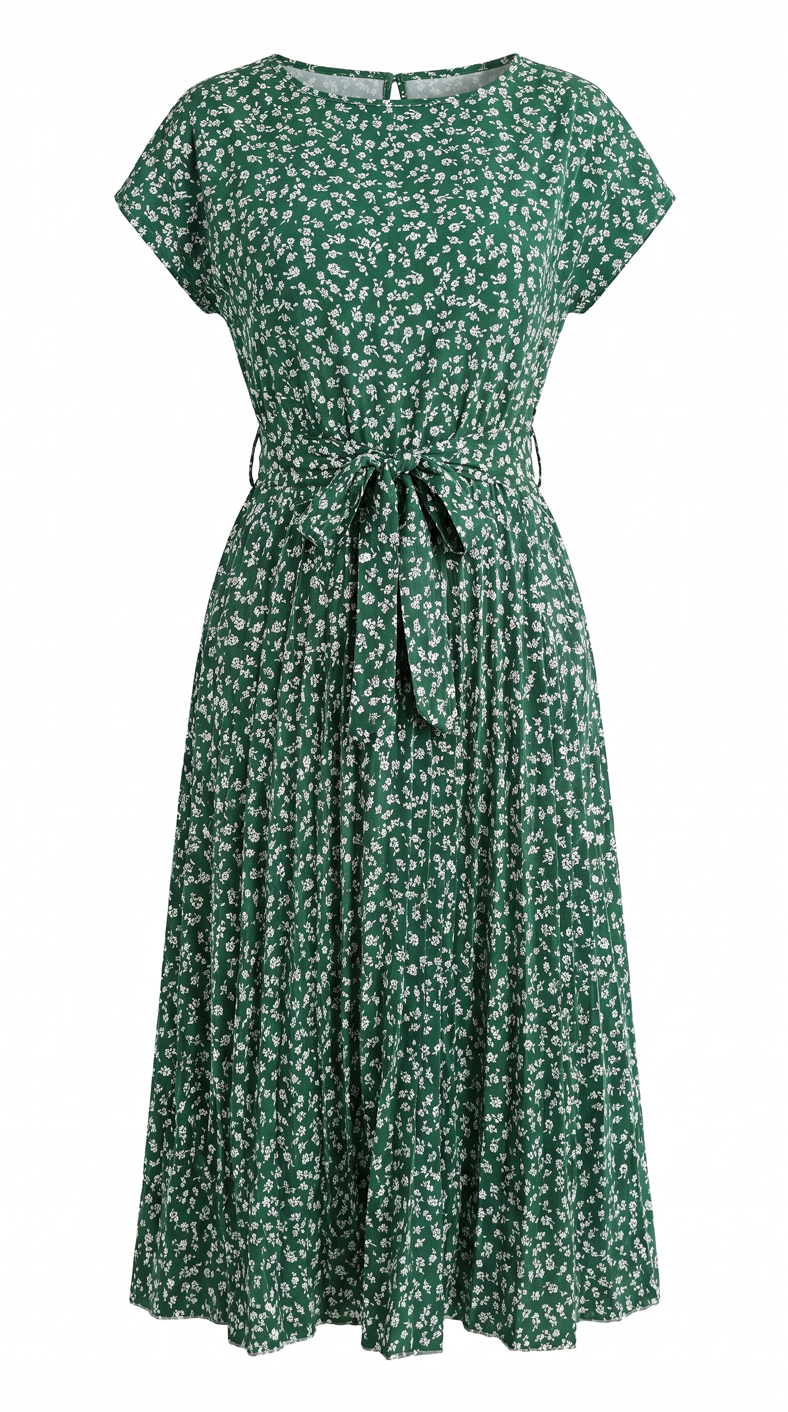 Floral Pleated Midi A-Line Dress