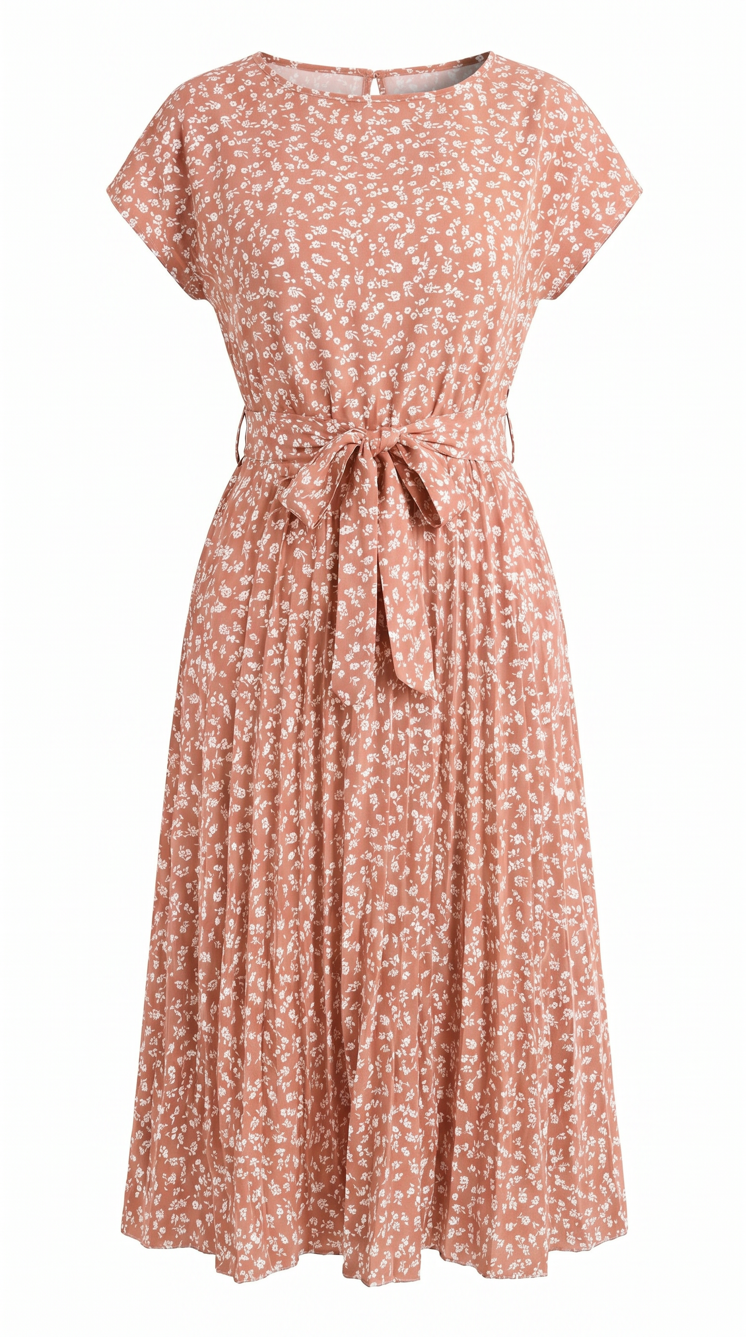 Floral Pleated Midi A-Line Dress