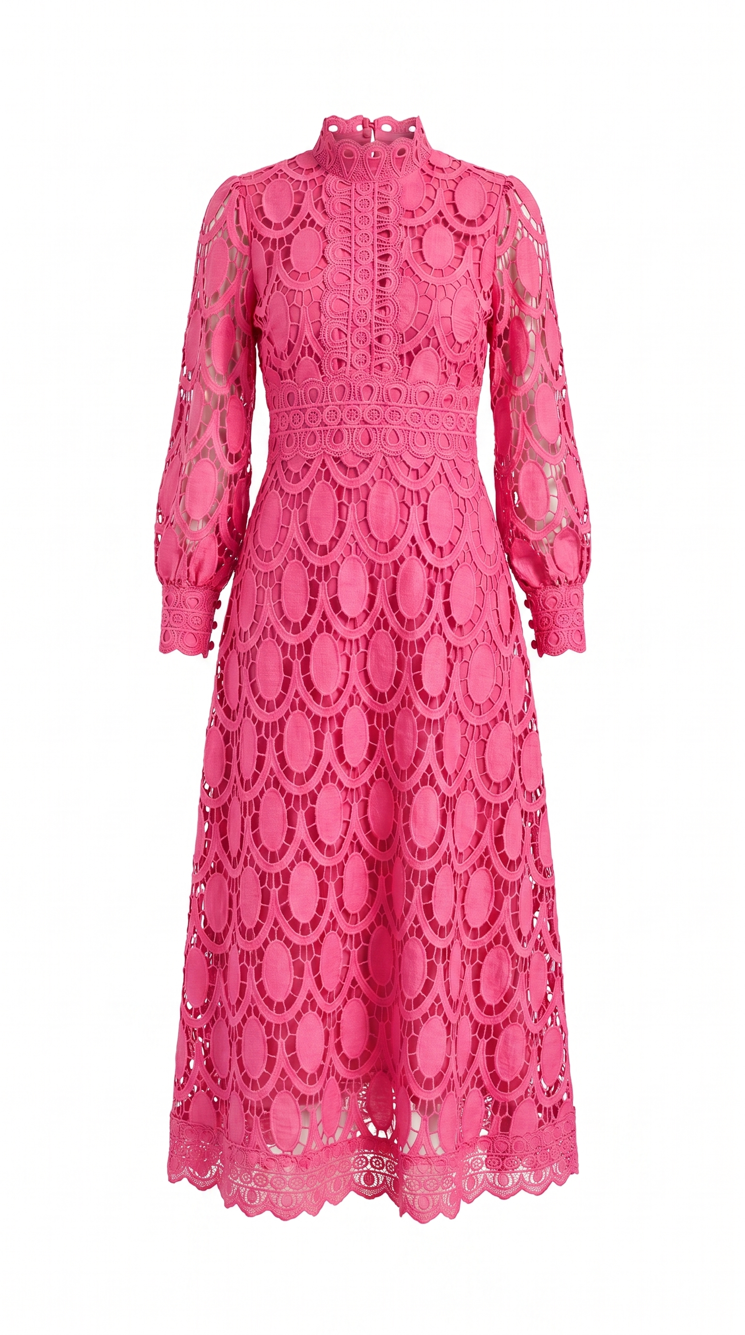 Elegant Lace Detail Midi Occasion Dress