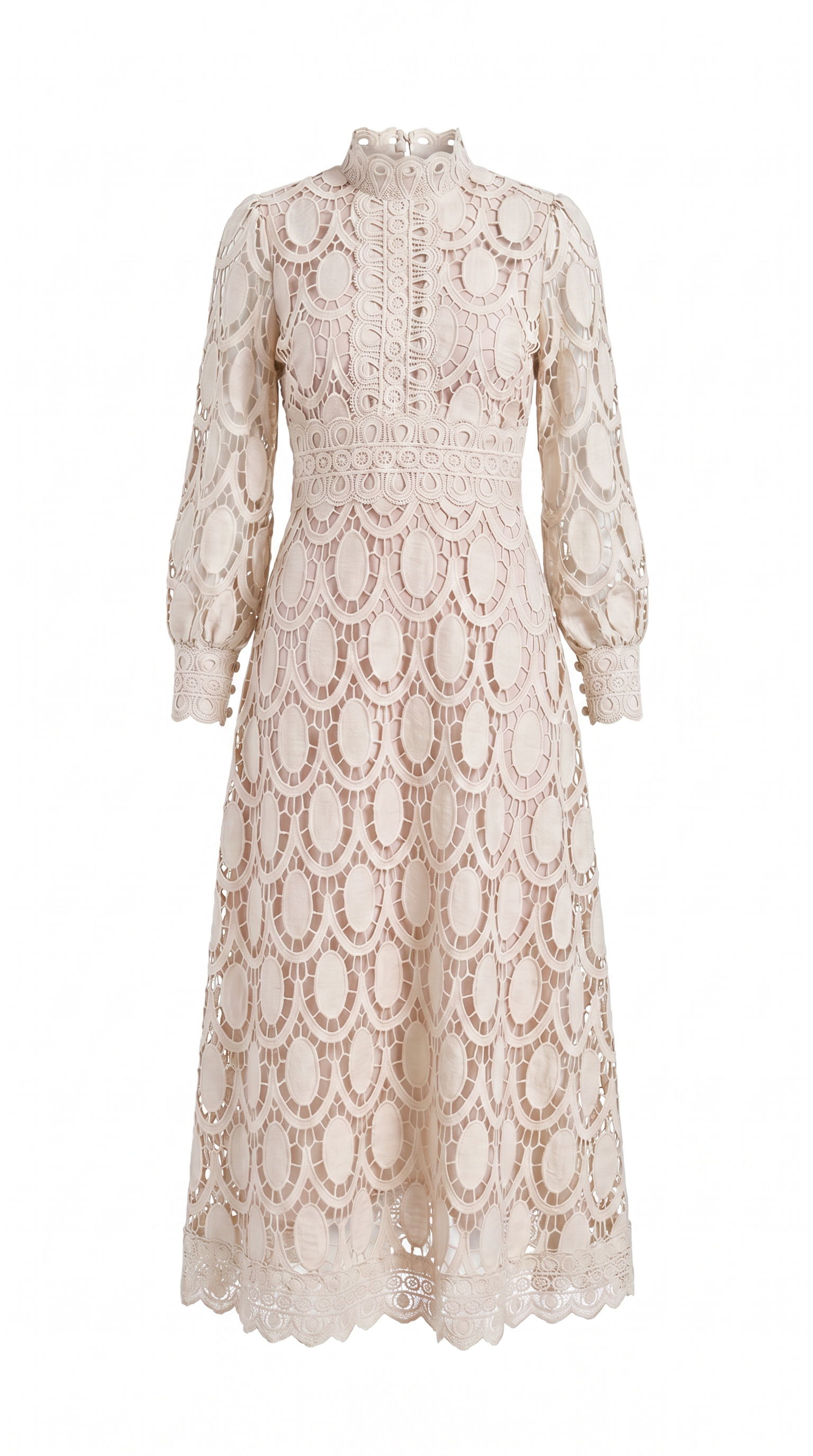 Elegant Lace Detail Midi Occasion Dress