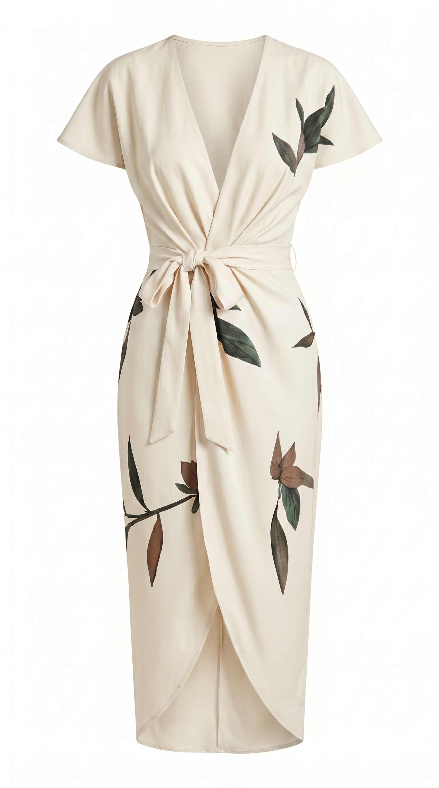 Belted V-Neck Wrap Midi Dress