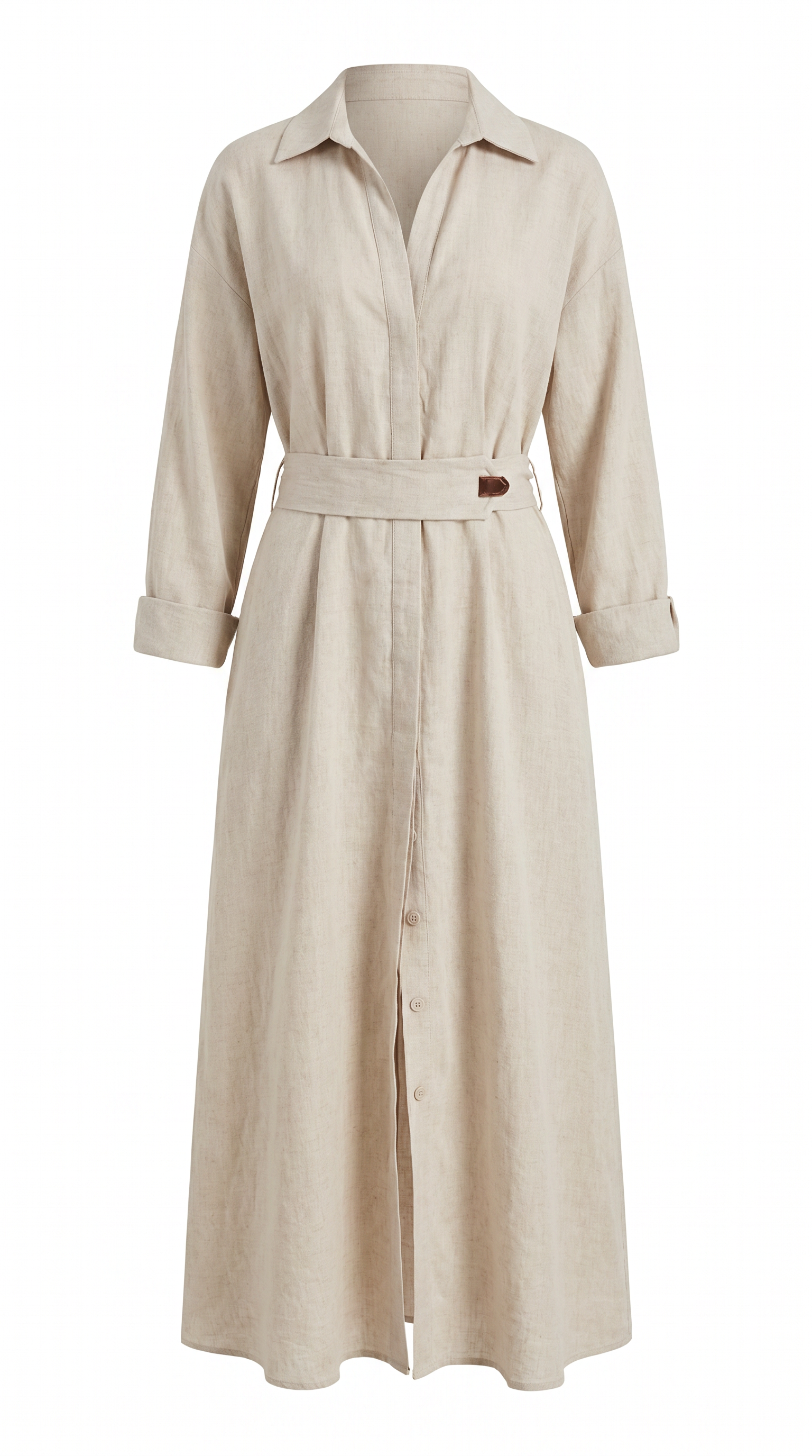Pleated Lapel Waist-Tie Maxi Dress