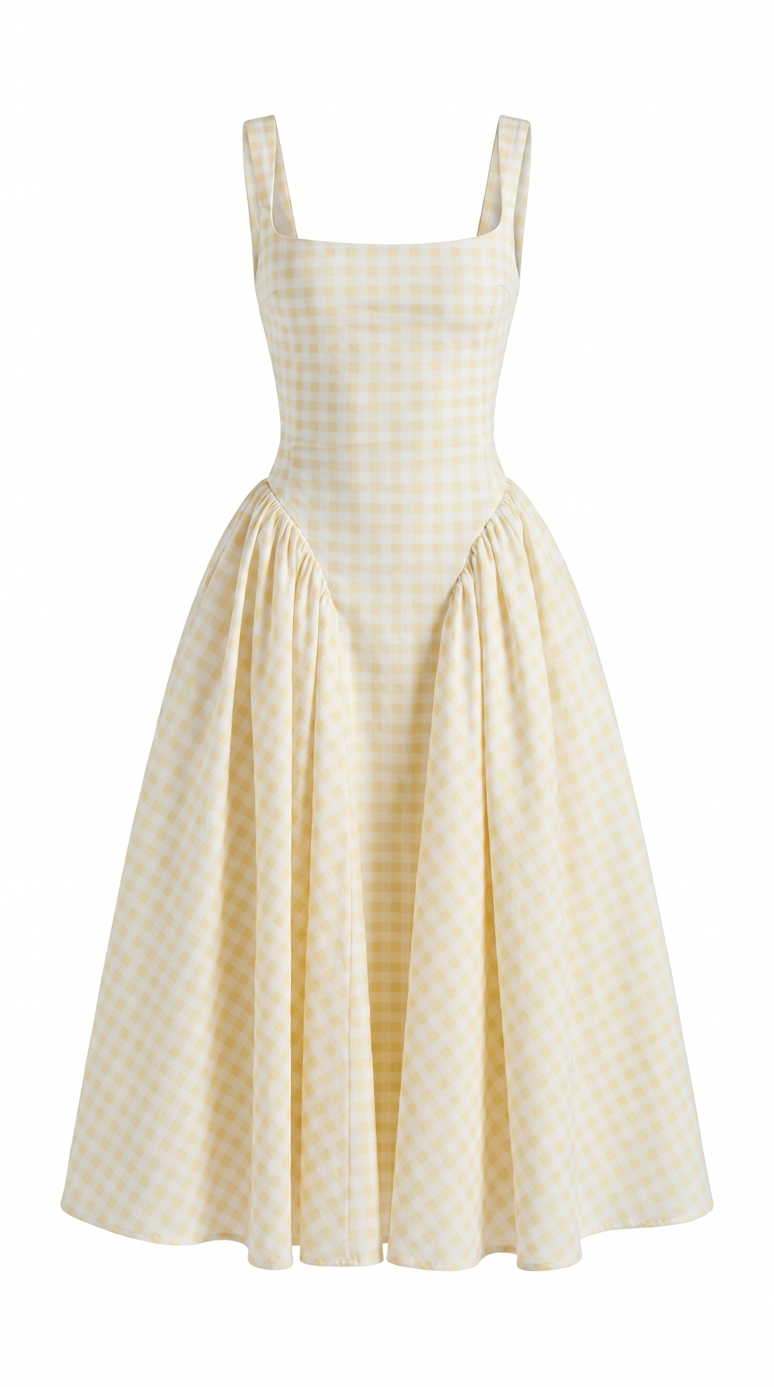 Pastel Check Square Neck A-Line Sundress with Adjustable Straps