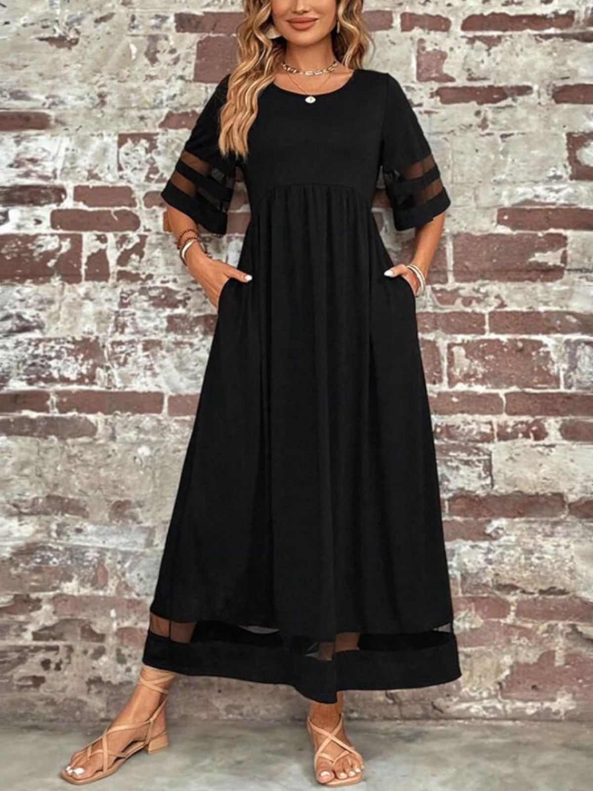 Flowing Tummy-Smoothing Midi Dress