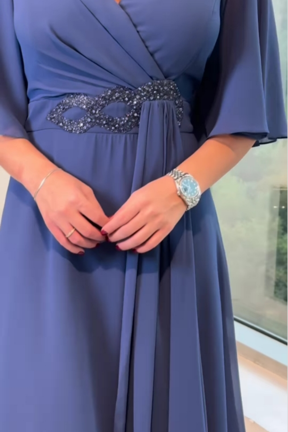 Elegant Draped V-Neck Maxi Dress