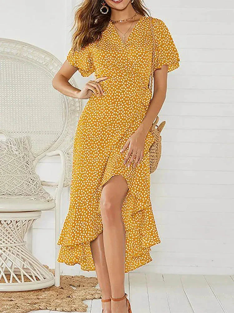 Floral Tie-Neck Relaxed Maxi Dress