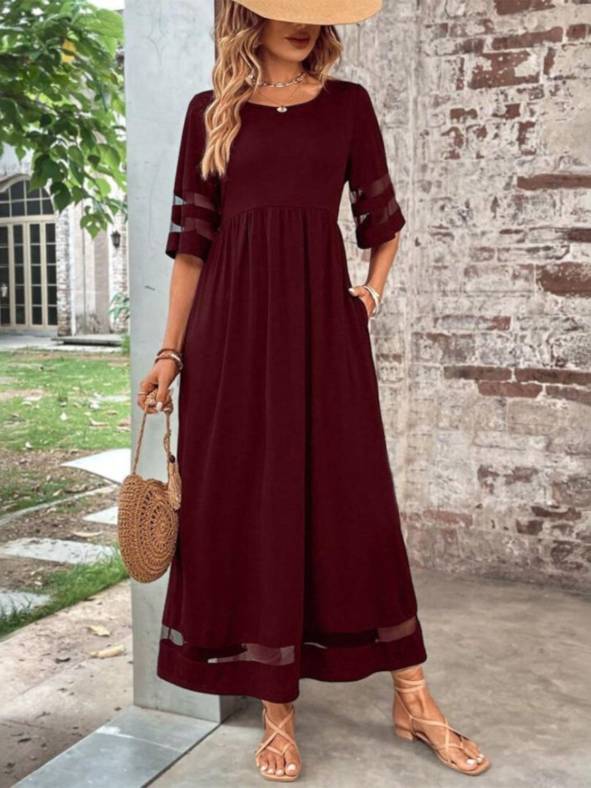 Flowing Tummy-Smoothing Midi Dress